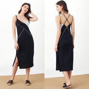 NWT Splendid x Margherita Positano Slip Dress Navy Blue Grey Colorblock Medium